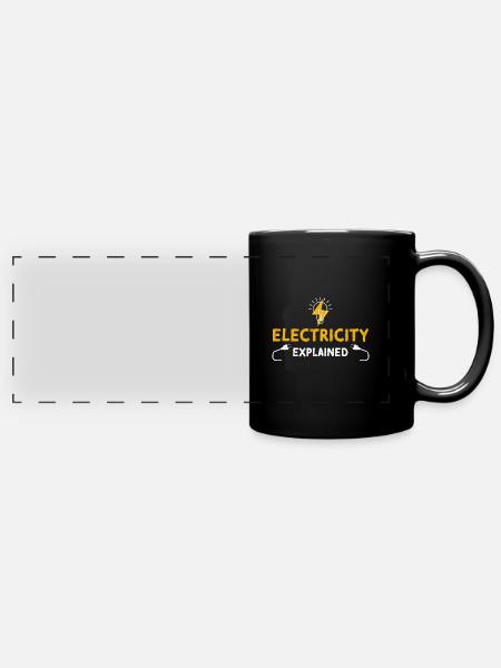 Electricity Explained - Panorama-Tasse farbig - Schwarz