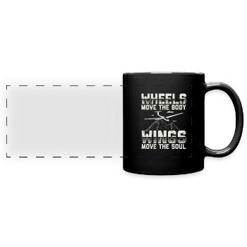Les ailes déplacent l’âme - Idée cadeau de vol à voile - Mug panoramique uni - noir - Devant