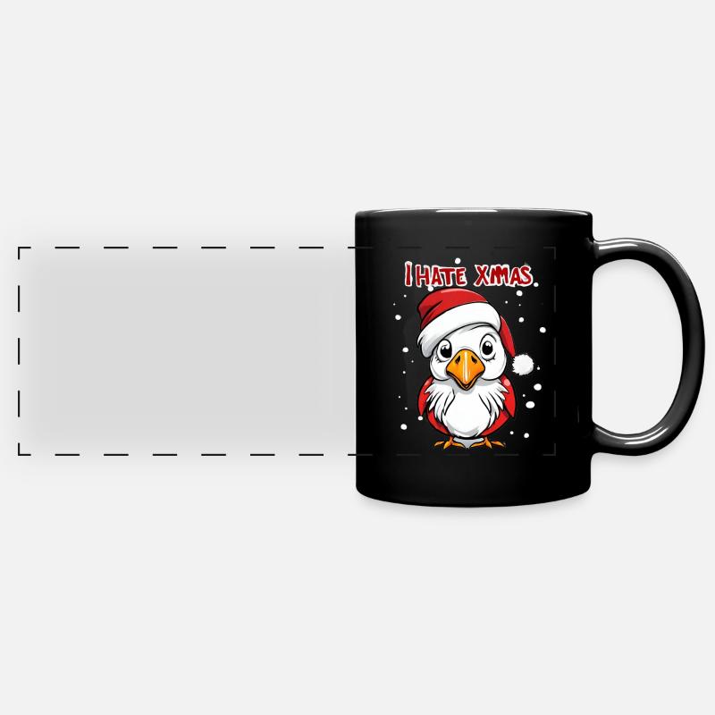 I Hate Christmas Funny Bird - Full Colour Panoramic Mug - black