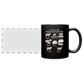 Mes Moutons je les aime citation éleveur - Mug panoramique uni - noir - Devant