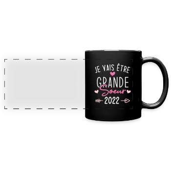 Je Vais Être Grande Sœur 2022 - Mug panoramique uni - noir - Devant