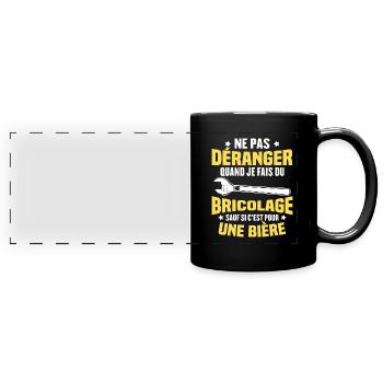 Cadeau humour ne pas déranger bricolage bière - Mug panoramique uni - noir - Devant