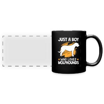 Boy the Irish Wolfhound loves Wolfhound - Full Colour Panoramic Mug - black - Front