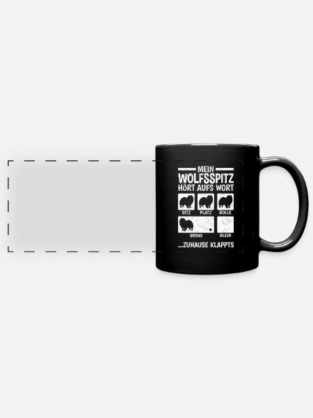 Wolfsspitz Hundetricks deutscher Spitz Keeshond - Panorama-Tasse farbig - Schwarz