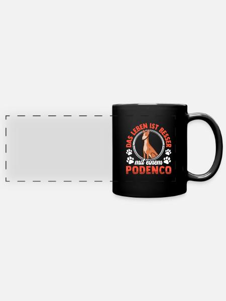 Leben mit Podenco spanischer Podenco - Panorama-Tasse farbig - Schwarz