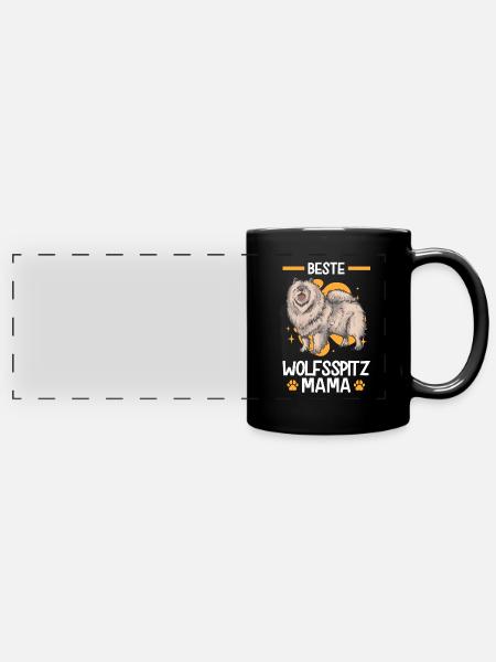 Wolfsspitz Mama deutscher Spitz Keeshond - Panorama-Tasse farbig - Schwarz