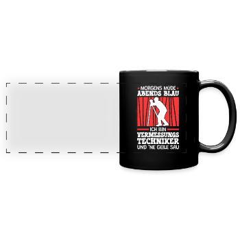 Ich bin Vermessungstechniker Vermesser - Panorama-Tasse farbig - Schwarz - Vorne