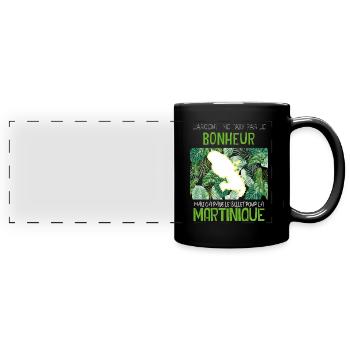 La Martinique Le bonheur Citation Billet D'Avion - Mug panoramique uni - noir - Devant
