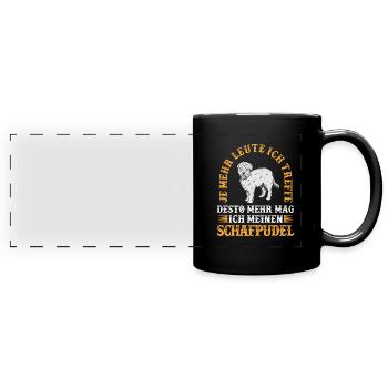 Schafpudel mehr mögen altdeutscher Hütepudel - Panorama-Tasse farbig - Schwarz - Vorne