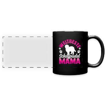 Weltbeste Schafpudel Mama Hütepudel - Panorama-Tasse farbig - Schwarz - Vorne