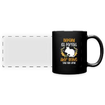 Degu ist nicht perfekt Nagetier Stauchratte - Panorama-Tasse farbig - Schwarz - Vorne