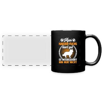 Harzer Fuchs hört gut Altdeutscher Hütehund - Panorama-Tasse farbig - Schwarz - Vorne