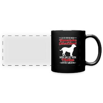 Rieche nach Hannoverscher Schweißhund - Panorama-Tasse farbig - Schwarz - Vorne