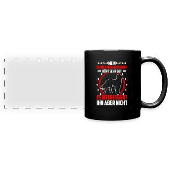 Le petit Münsterlander entend très bien - Mug panoramique uni - noir - Devant