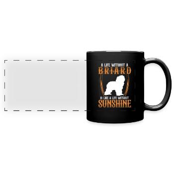 Life without Briard Berger de Brie - Full Colour Panoramic Mug - black - Front