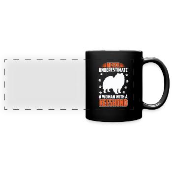 Wolfspitz woman with a keeshond - Full Colour Panoramic Mug - black - Front