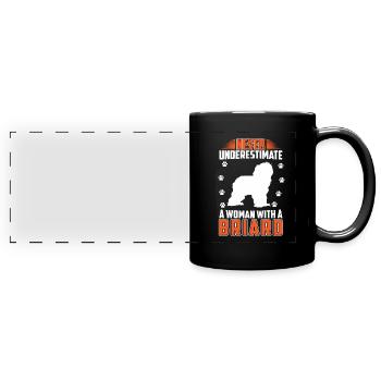 Woman with Briard Berger de Brie - Full Colour Panoramic Mug - black - Front