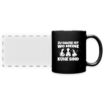La maison de l’agriculteur est où sont mes vaches - Mug panoramique uni - noir - Devant