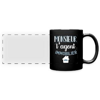Monsieur l'agent immobilier cadeau humour - Mug panoramique uni - noir - Devant