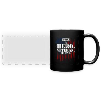 Dad. Hero. Veteran. Laying. - Full Colour Panoramic Mug - black - Front