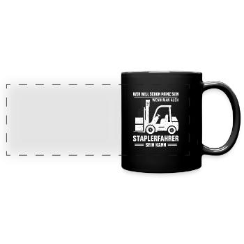 Lagerarbeiter Logistiker Stapler Staplerfahrer - Panorama-Tasse farbig - Schwarz - Vorne