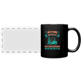 Lagerarbeiter Logistiker Stapler Staplerfahrer - Panorama-Tasse farbig - Schwarz - Vorne