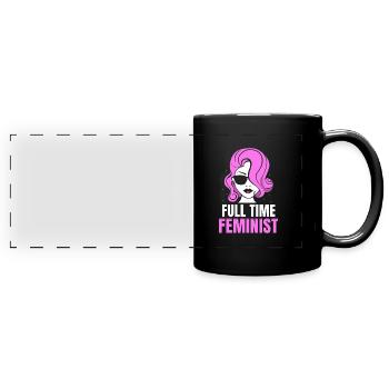 Full time feminist - Panorama-Tasse farbig - Schwarz - Vorne