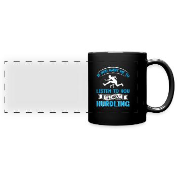talk about Hurdling - Panorama-Tasse farbig - Schwarz - Vorne