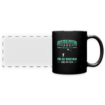 Rentner Rente Rentenbeginn Drachen steigen - Panorama-Tasse farbig - Schwarz - Vorne