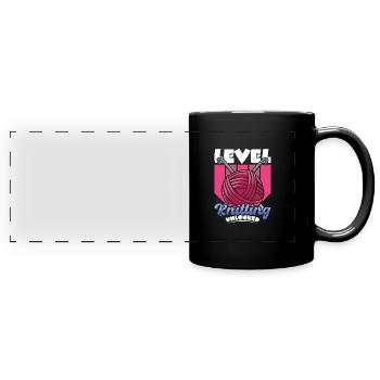 Level Knitting Unlocked - Panorama-Tasse farbig - Schwarz - Vorne