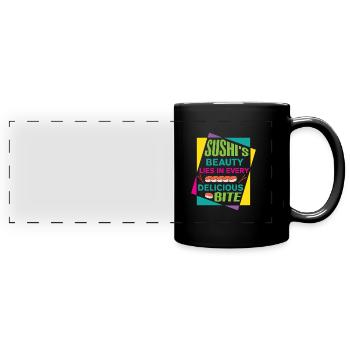 Sushi Japan Essen Sushi-Mahlzeit - Panorama-Tasse farbig - Schwarz - Vorne
