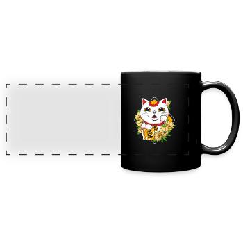 Maneki Neko Japan Glücksbringer - Panorama-Tasse farbig - Schwarz - Vorne