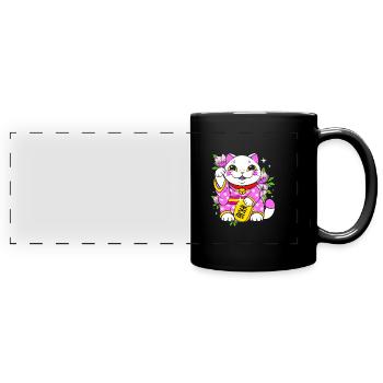 Maneki Neko Japan Glücksbringer - Panorama-Tasse farbig - Schwarz - Vorne