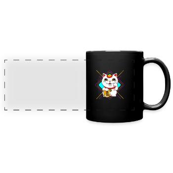 Maneki Neko Japan Glücksbringer - Panorama-Tasse farbig - Schwarz - Vorne
