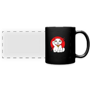 Maneki Neko Japan Glücksbringer - Panorama-Tasse farbig - Schwarz - Vorne