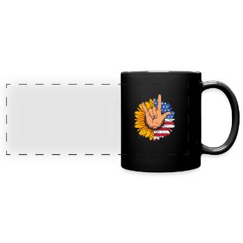 Gebärdensprache Gebärde ASL gehörlos - Panorama-Tasse farbig - Schwarz - Vorne