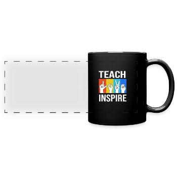 Gebärdensprache Gebärde ASL gehörlos - Panorama-Tasse farbig - Schwarz - Vorne