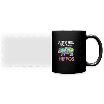Hippopotame - Mug panoramique uni - noir - Devant