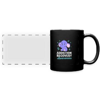 Drogenfrei Sucht Süchtig - Panorama-Tasse farbig - Schwarz - Vorne