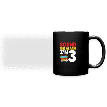 Fire Truck Children's Birthday Party - Full Colour Panoramic Mug - black - Front