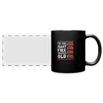 Fire Truck Children's Birthday Party - Full Colour Panoramic Mug - black - Front