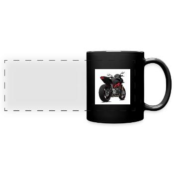 Schwarzes Motorrad Design - Sportlich - Panorama-Tasse farbig - Schwarz - Vorne