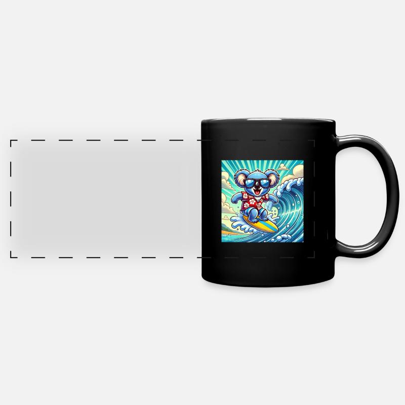 Koala surfers: fun on the surfboard - Full Colour Panoramic Mug - black