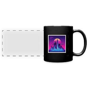 80er Jahre Vibes: Dein nächster Blickfang - Panorama-Tasse farbig - Schwarz - Vorne