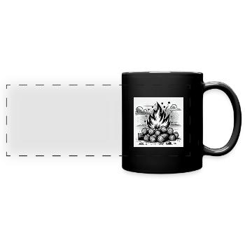Campfire in comic book style: warmth & atmosphere - Full Colour Panoramic Mug - black - Front