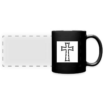 Unter dem Zeichen des Kreuzes - Glauben & Hoffnung - Panorama-Tasse farbig - Schwarz - Vorne