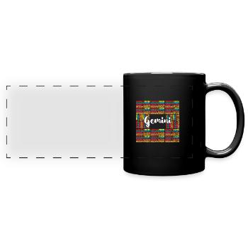 Sternzeichen Zwilling - Panorama-Tasse farbig - Schwarz - Vorne