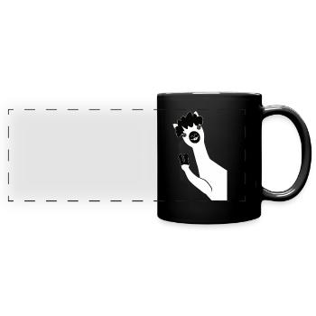 Alpaka Alpaca Peace black and white lustig - Panorama-Tasse farbig - Schwarz - Vorne