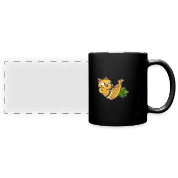 Ananas Katze - Panorama-Tasse farbig - Schwarz - Vorne