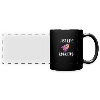 ESPACE / ROCKET: J'adore les fusées - Mug panoramique uni - noir - Devant